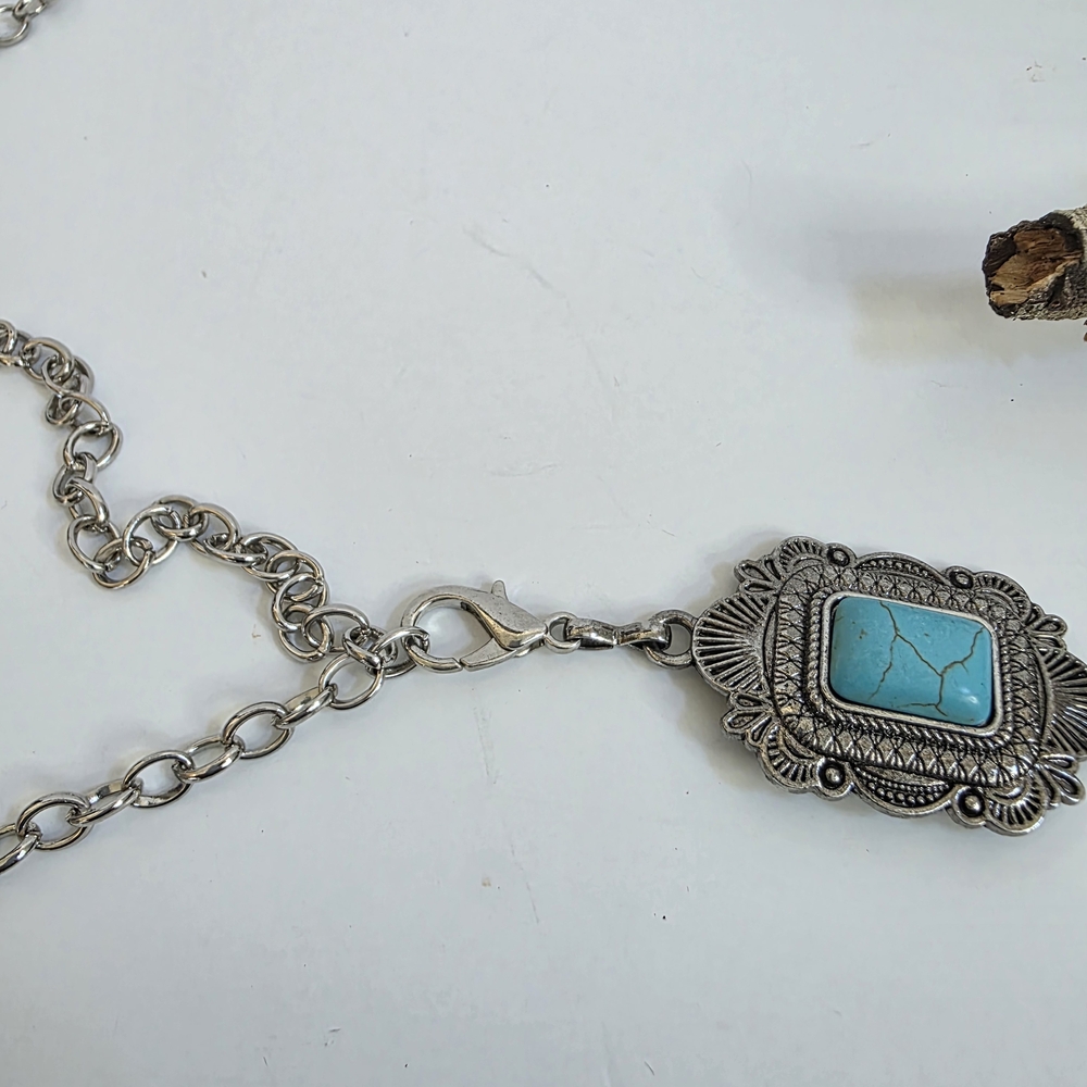 Faux Turquoise and Silver Belt - Picture 6 of 9